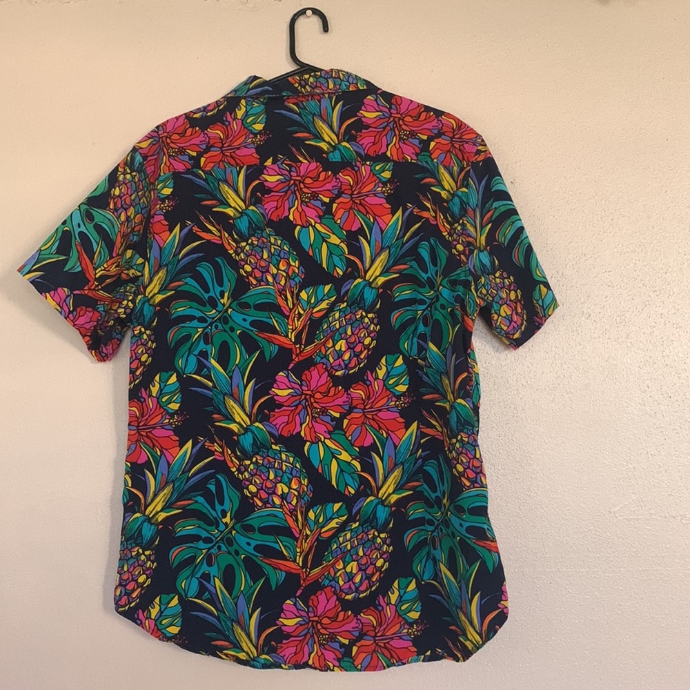Amongst Others 90s Colorful Floral Pineapple Hawaiian Shirt L • - Picture 5 of 5